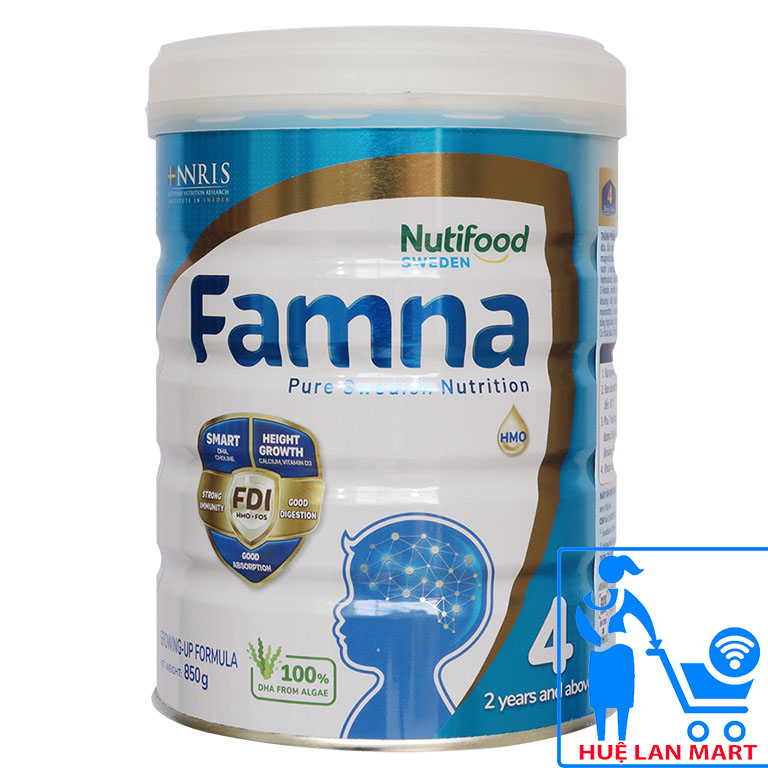 Sữa Bột Nutifood Famna số 4 hộp 850g bé cao lớn, thông minh dành cho bé từ 2 tuổi trở lên- Huệ Lan Mart