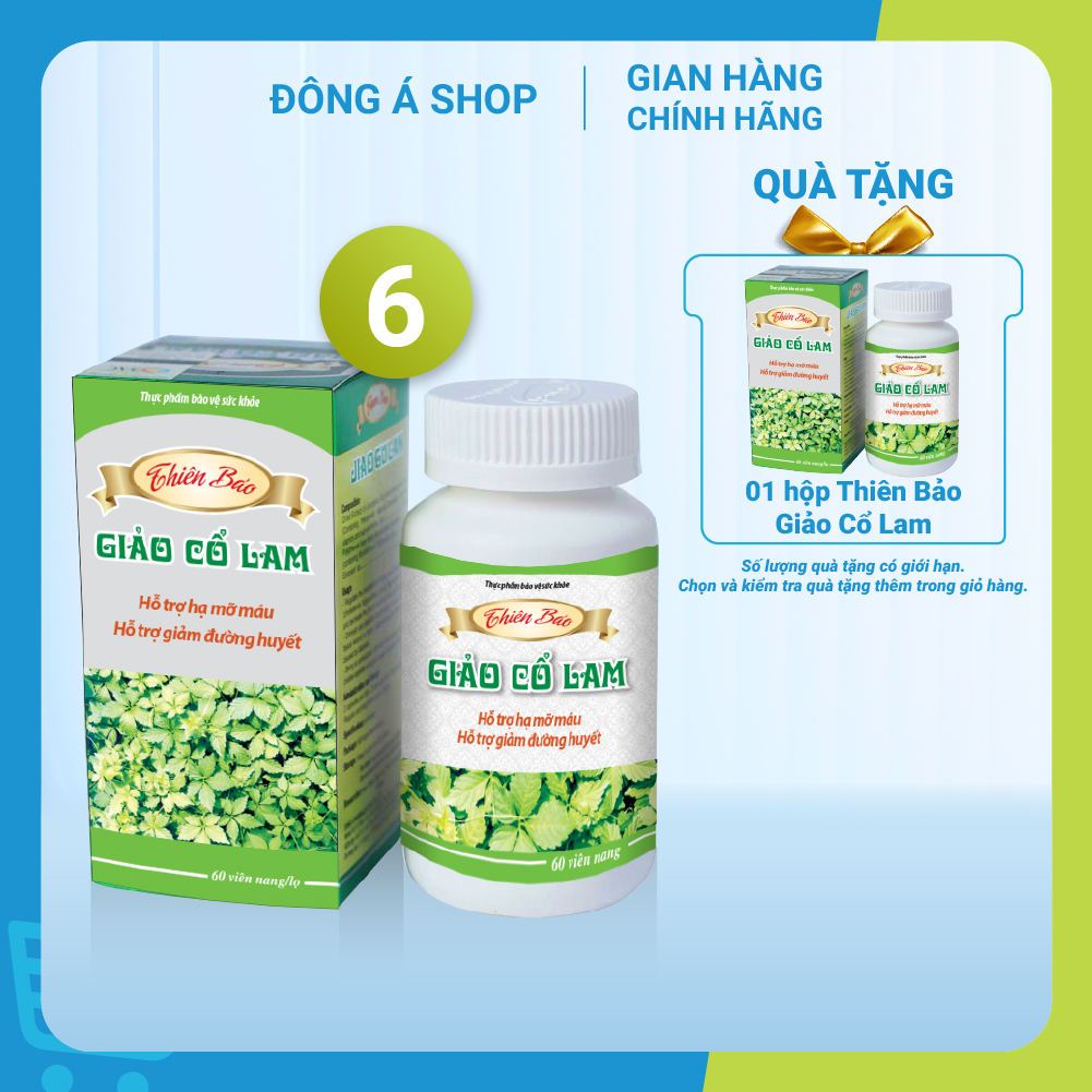 Combo 6 Hộp Thiên Bảo Giảo Cổ Lam Đông Á - Hỗ trợ giảm mỡ máu, hỗ trợ ổn định đường huyết, hạn chế sơ vữa động mạch