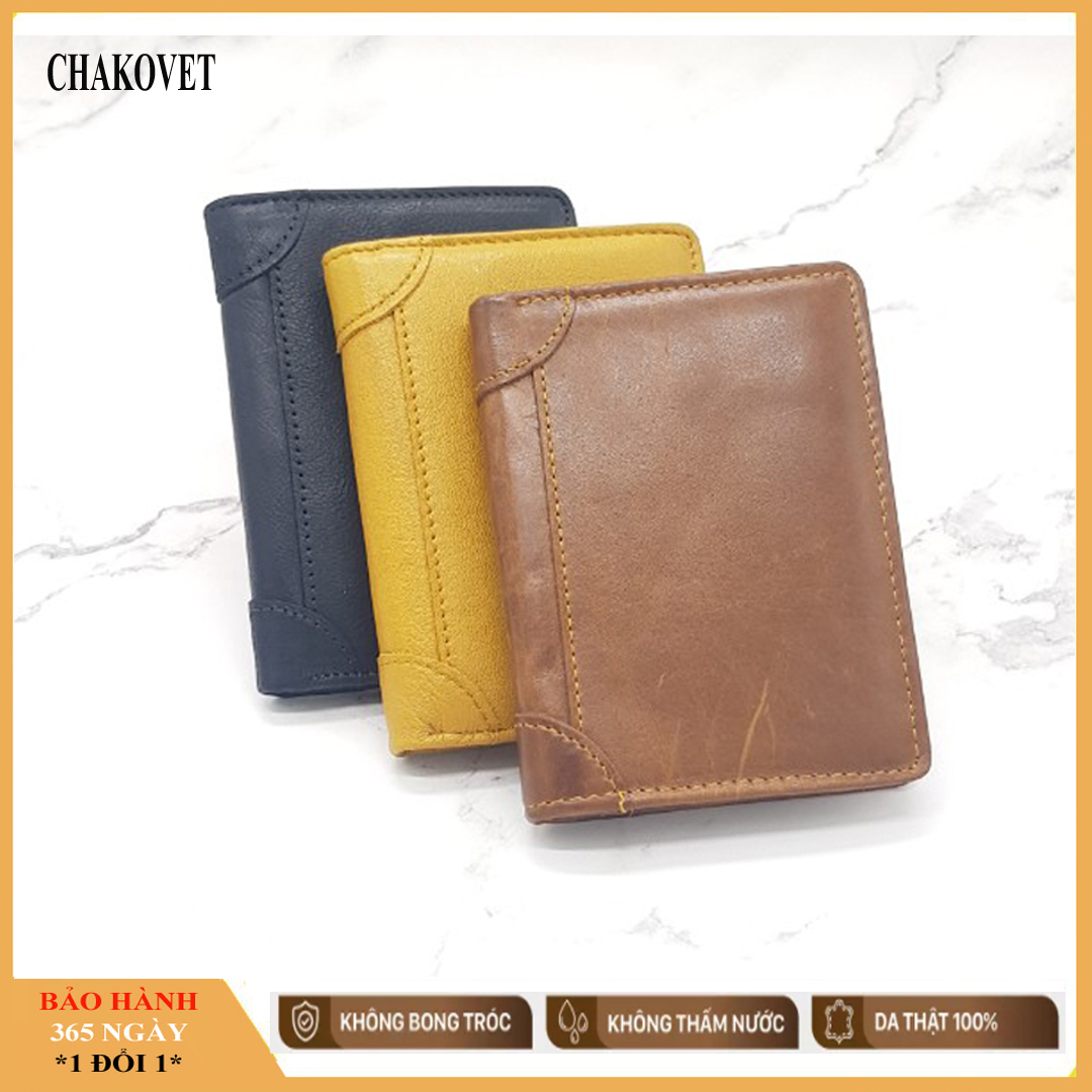 Ví đựng tiền Nam DA BÒ, V.686 Kiểu dáng ví đứng nhiều ngăn, Ví nam Chakovet