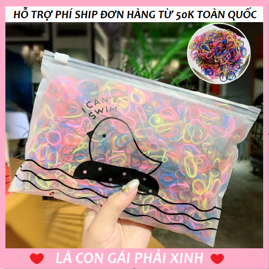 Set 1000 chun buộc tóc nhiều màu kèm túi zip hình chim
