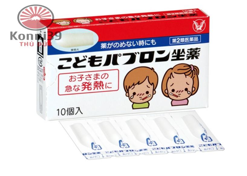 Viên đặt hạ sốt cho trẻ 1 tuổi trở lên taisho pabron