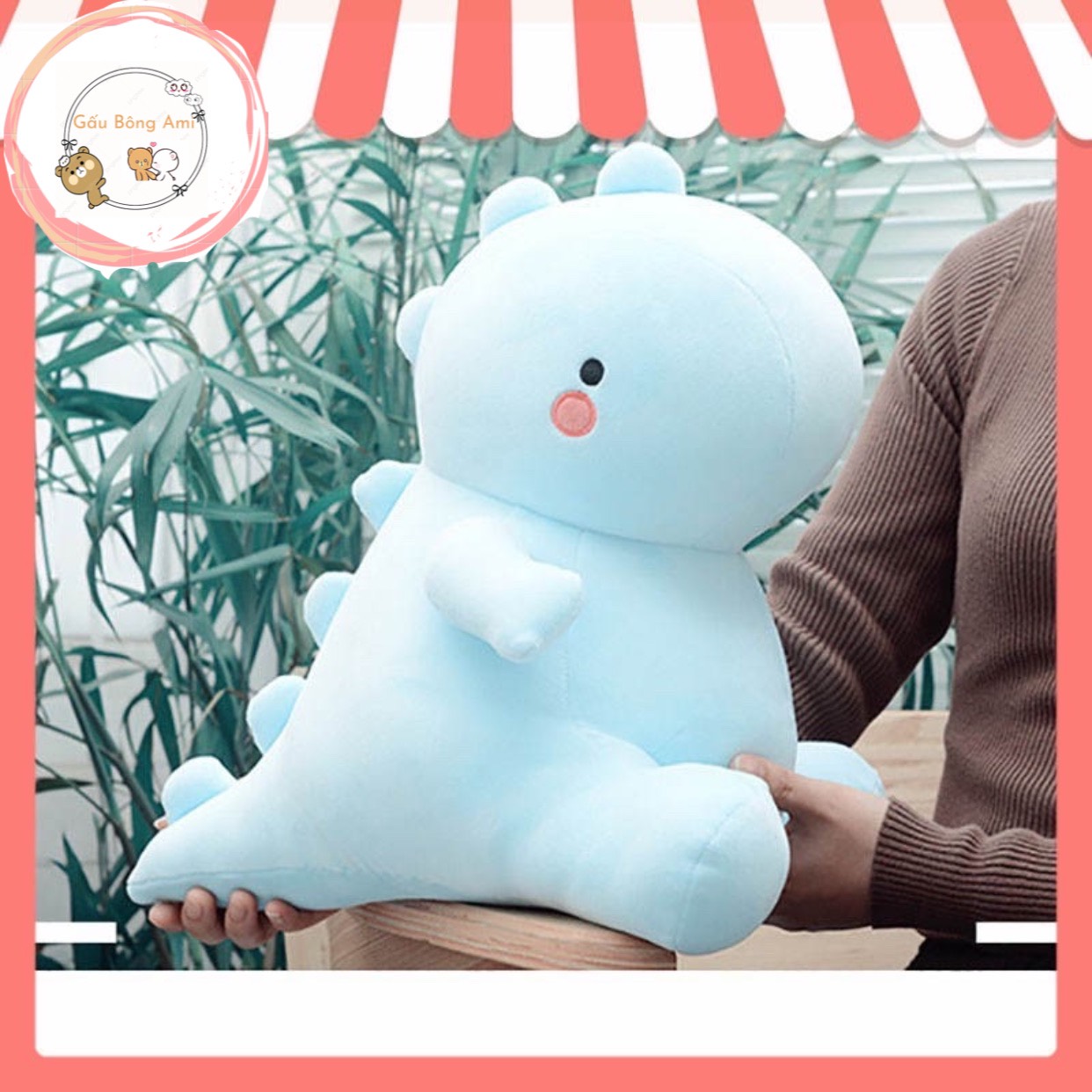 Gấu bông khủng long má hồng 2 màu xanh hồng dễ thương kích thước 45-55cm Xưởng gấu bông Việt Nam