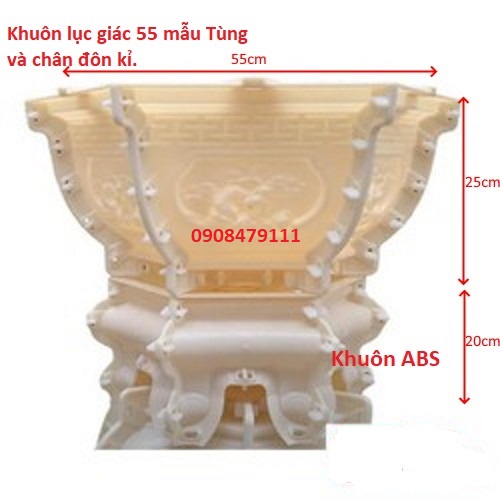 KHUÔN CHÂU CẢNH ABS LỤC GIÁC 55 VÀ CHÂN ĐÔN KỈ
