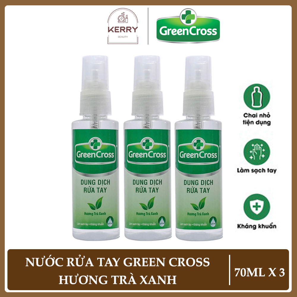 Combo 3 chai xịt rửa tay khô green cross hương trà xanh