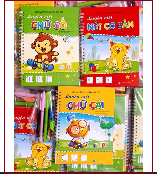 Combo 3 quyển tập luyện viết chữ ,số ,nét cơ bản của thúy hằng - bộ 3 tập luyện viết