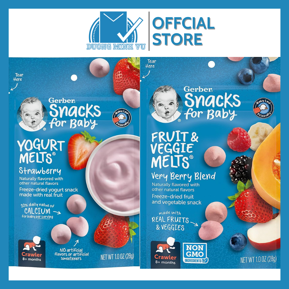 Sữa chua khô cho bé gerber yugurt melts hàng air nhập khẩu usa date 12/2024 28g