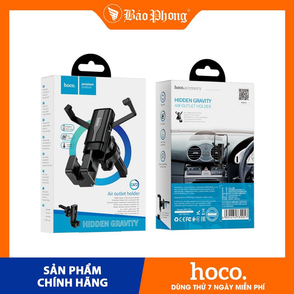 Giá đỡ điện thoại kẹp cửa gió trên xe hơi HOCO CA72