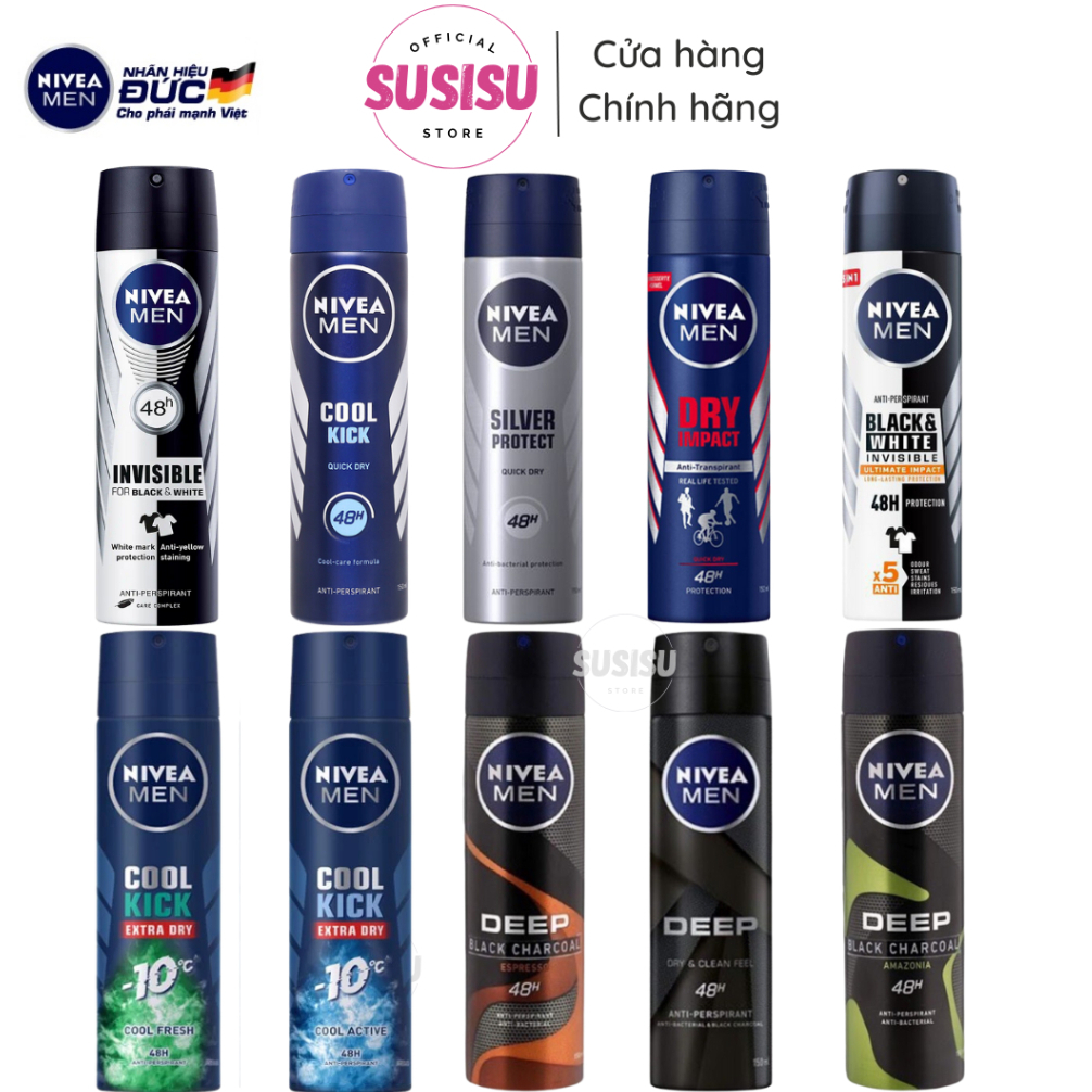 Xịt khử mùi nivea men anti-perspirant spray 150ml khô thoáng - ngăn mùi - mát lạnh 48h - 72h