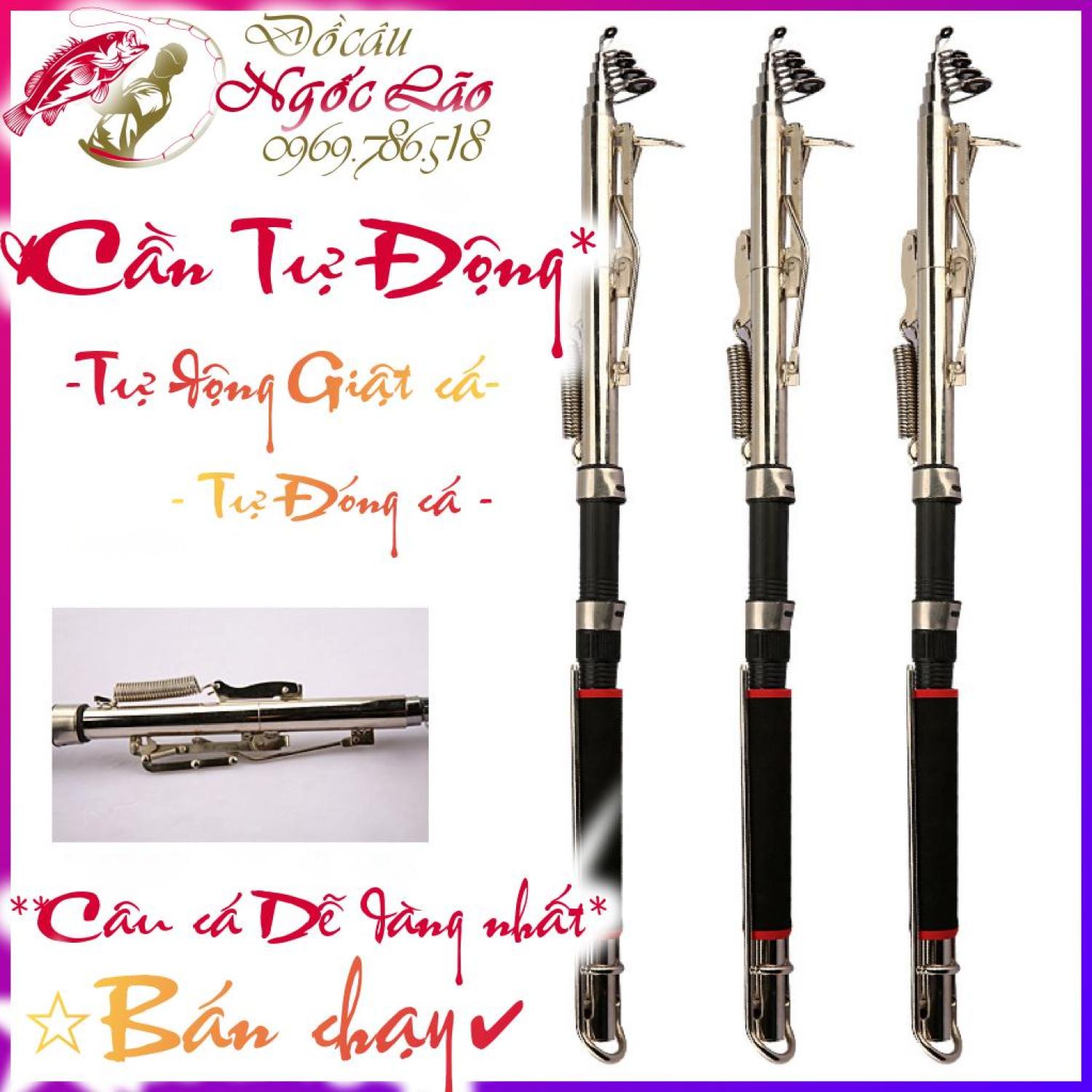 Cần Câu Máy TỰ ĐỘNG giật cá nhanh và chắc - Câu cá và sǎn hàng dễ dàng ƞhất - Phù hợp câu giải trí, sǎn hàng