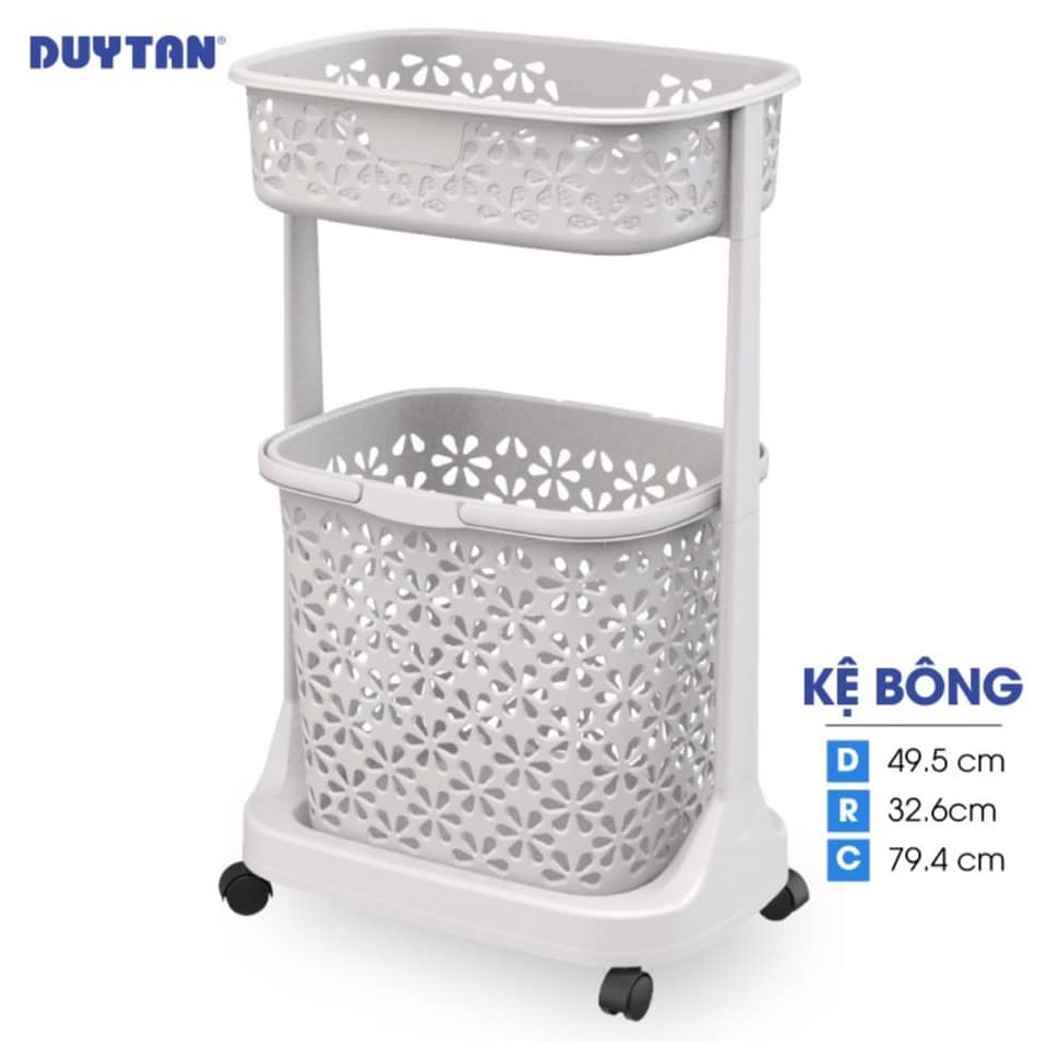Kệ nhựa 2 tầng có bánh xe duy tân