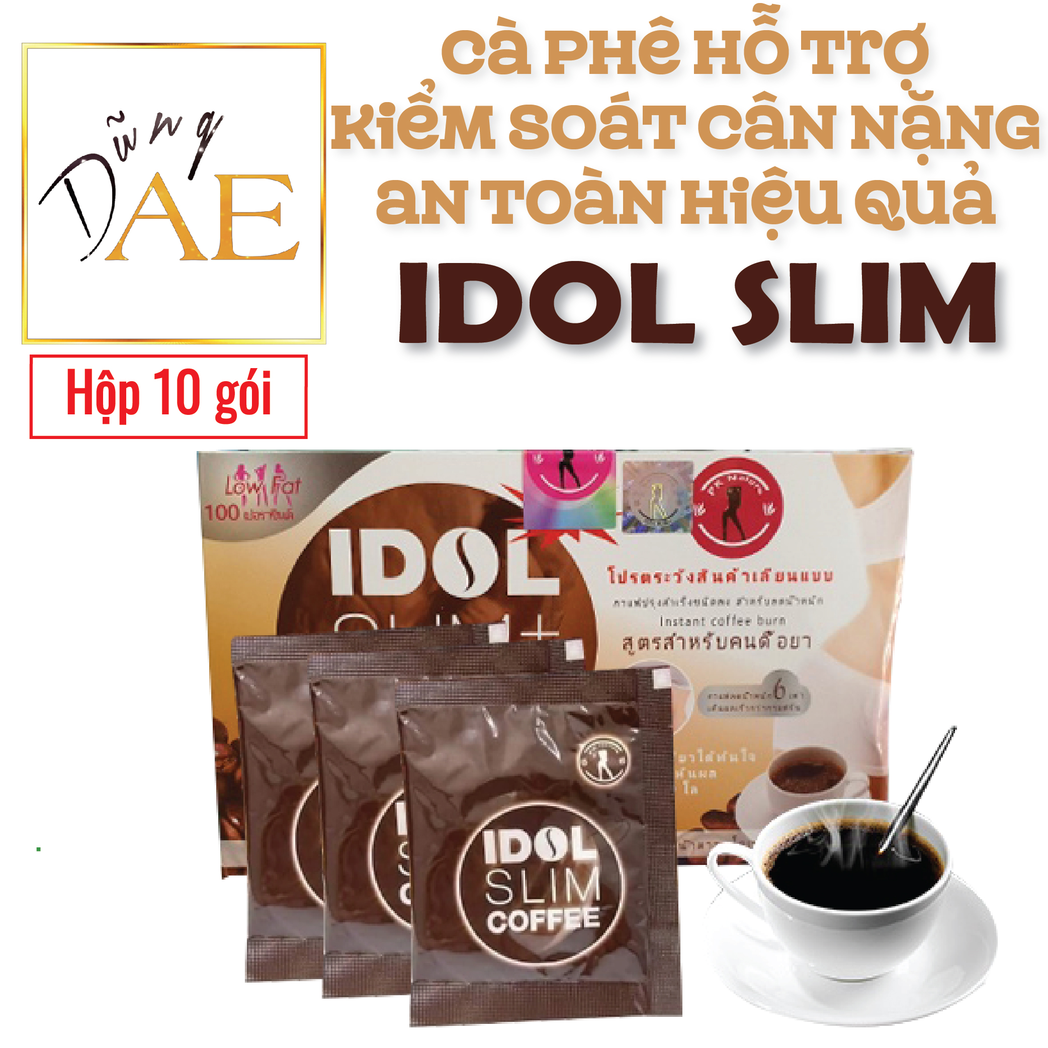 Cà phê idol slim giảm cân, giảm mỡ an toàn và hiệu quả thái lan chính hiệu - instant coffee burn idol slim thailand - hộp 10 gói