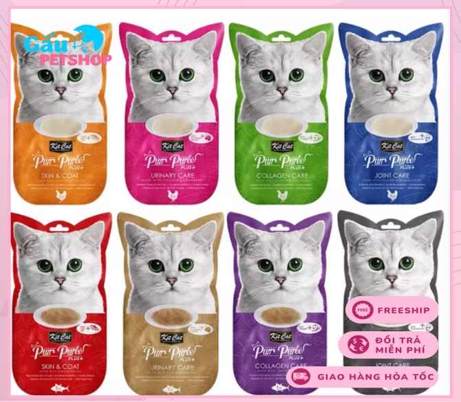 Súp thưởng Kitcat Purr Puree PLUS+ cho mèo (gói 4 thanh)