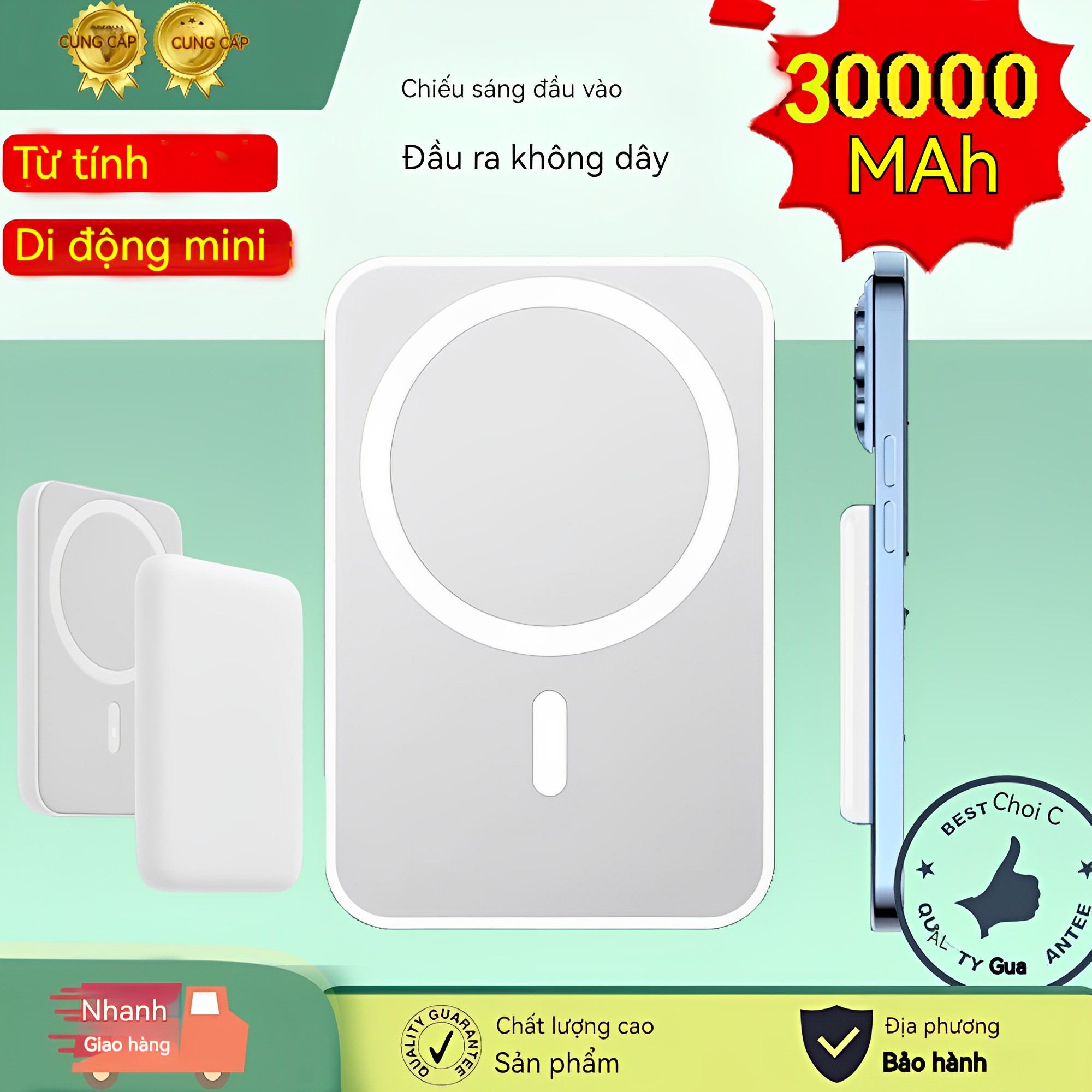 2023 Mới 30000mAh Sạc Pin Dự Phòng từ tính không dây Mini Portable 225W Sạc nhanh Pin dự phòng gốc với chức năng tự động đánh thức