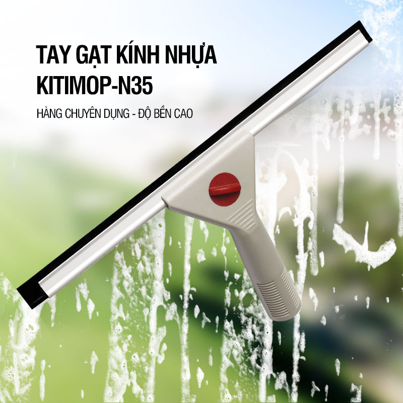 Gạt kính cầm tay, cây gạt nước lau kính nhựa lưỡi cao su - Kitimop N35