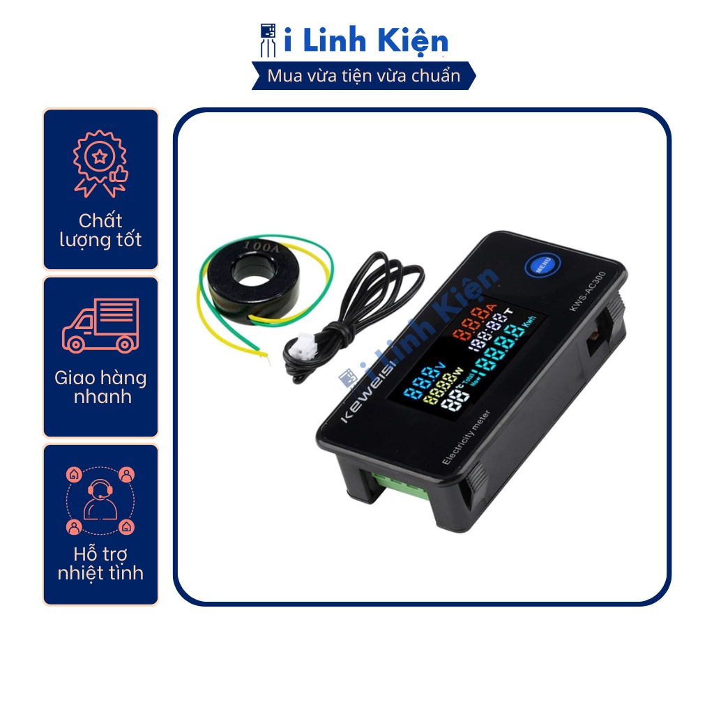 Công tơ điện tử đồng hồ đo điện áp công suất dòng điện AC KWS-AC300 100A chất lượng cao