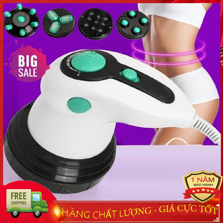 Máy massage cầm tay Body Innovation - 4 đầu massage, 6 cường độ, chế độ rung lắc thư giãn, giảm mỡ hiệu quả -  Matxa quý bà, Đánh tan mỡ bụng - Bảo Hành 12 tháng - BAMBOO