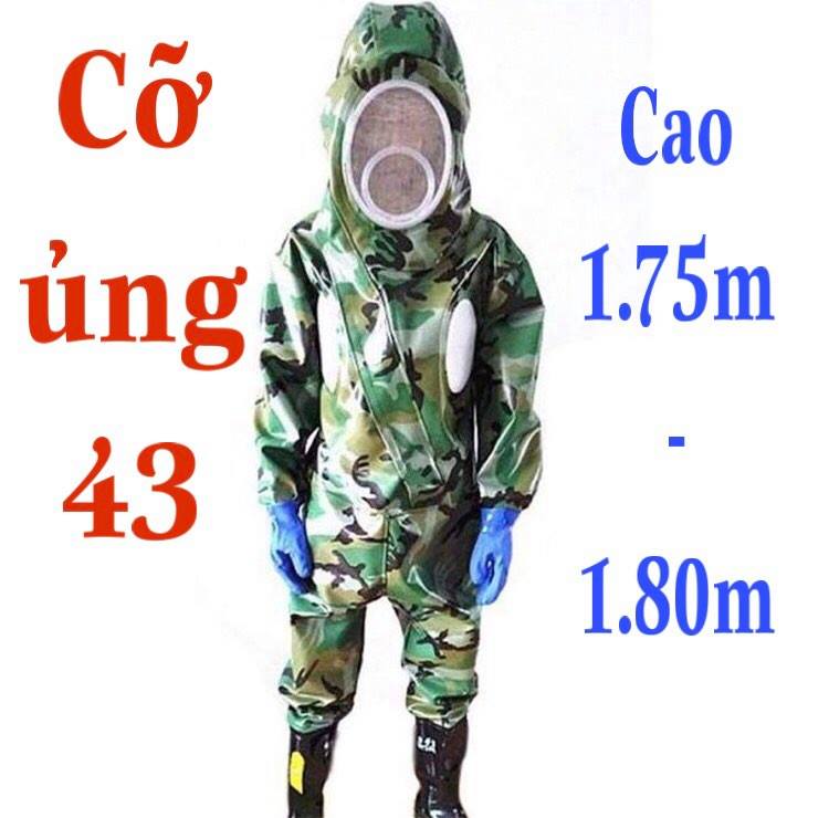 Bộ quần áo bắt ong rừng,cỡ 43 cao từ 1.75m đến 1.80m, màu rằn ri