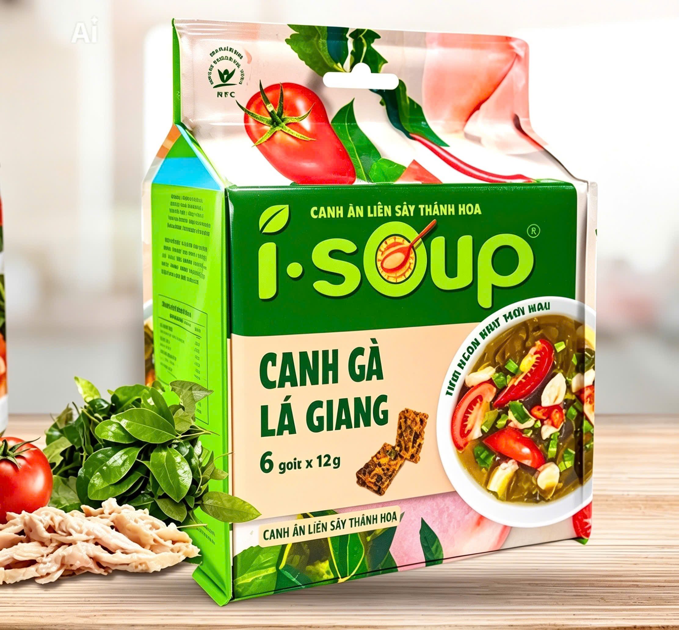 COMBO Viên Canh Gà Lá Giang Ăn Liền Sấy Thăng Hoa – Túi (72g) 6 Viên, khách chọn phân lại