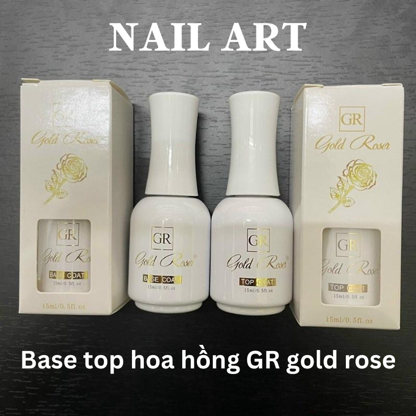 Base top hoa hồng TRẮNG GR Gold rose cao cấp siêu bóng, cực bền, chống xước - Base top hoa hồng chính hãng, - base top GR gold rose, chuyên dụng trong ngành nail