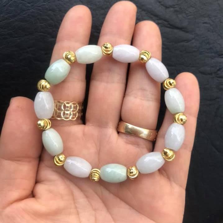 Vòng tay ngọc cẩm thạch lu thống mix charm cao cấp