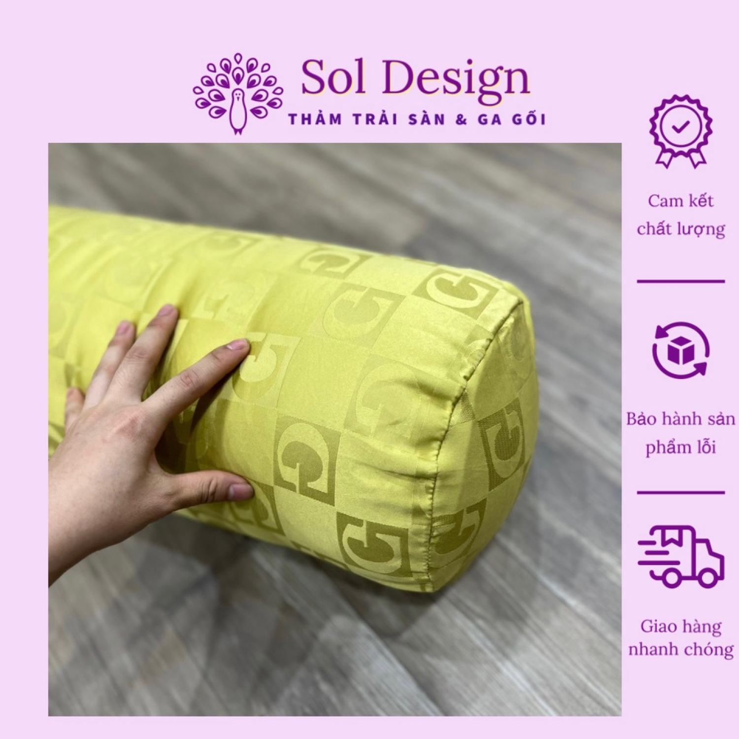 Gối ôm lụa sol design hoạ tiết vân chìm kèm ruột và vỏ gối