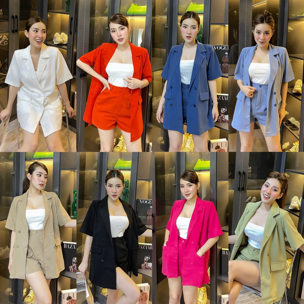 Bộ Vest nữ ngắn tay phối quần short phong cách Hàn Quốc  Hanyza Store