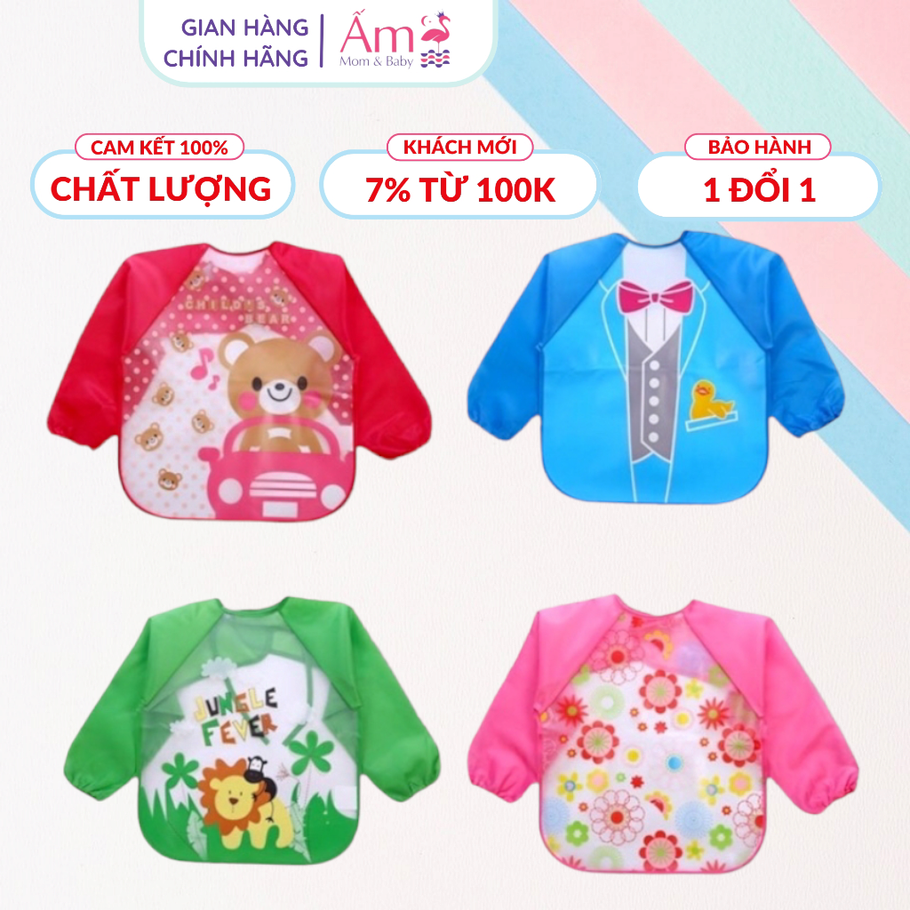 Áo yếm ăn dặm cho bé - yếm áo choàng dài tay chống thấm cao cấp phương pháp ăn dặm blw ấm gift decor