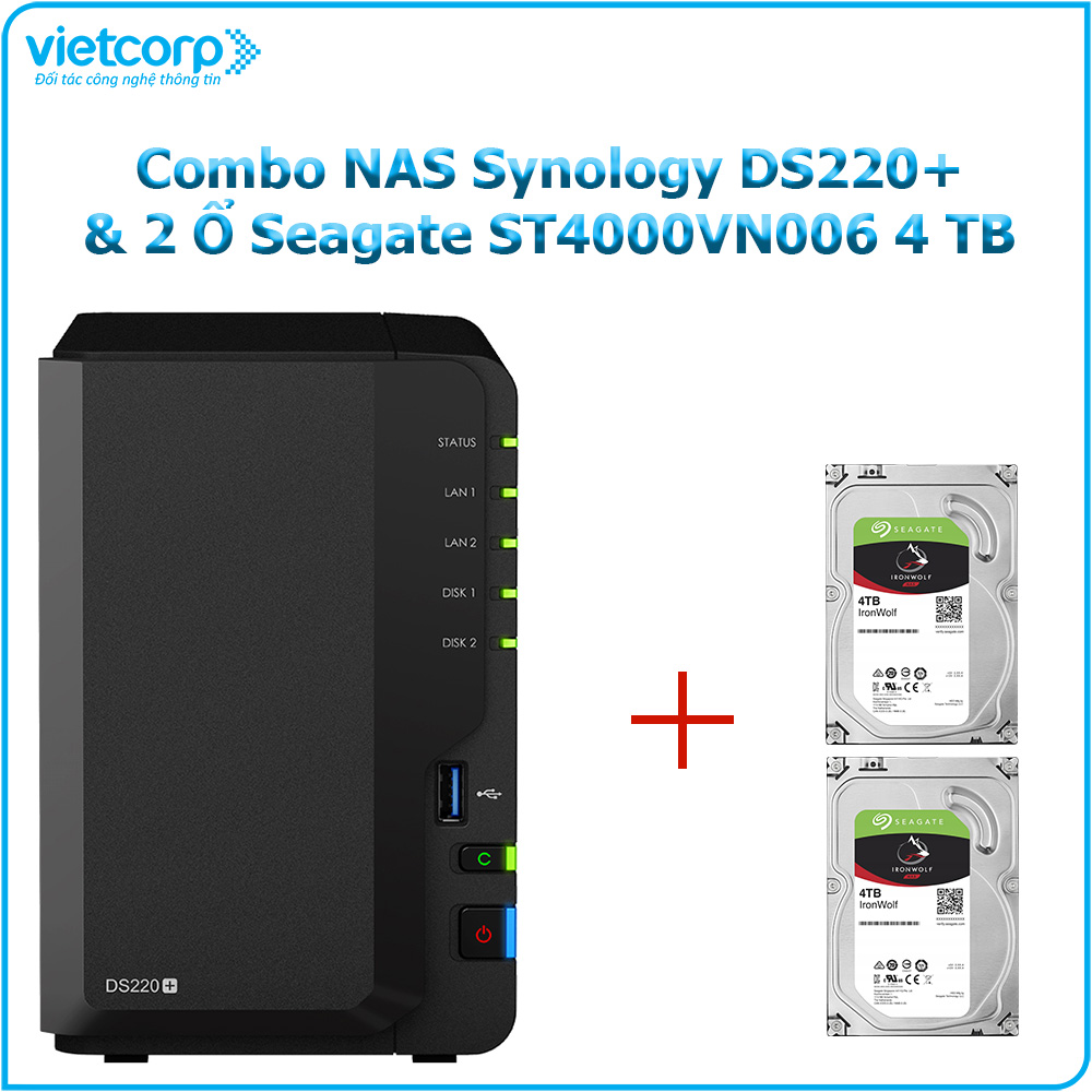 Khuyến Mãi Combo Thiết bị lưu trữ NAS Synology DS220+ và 2 Ổ cứng Seagate