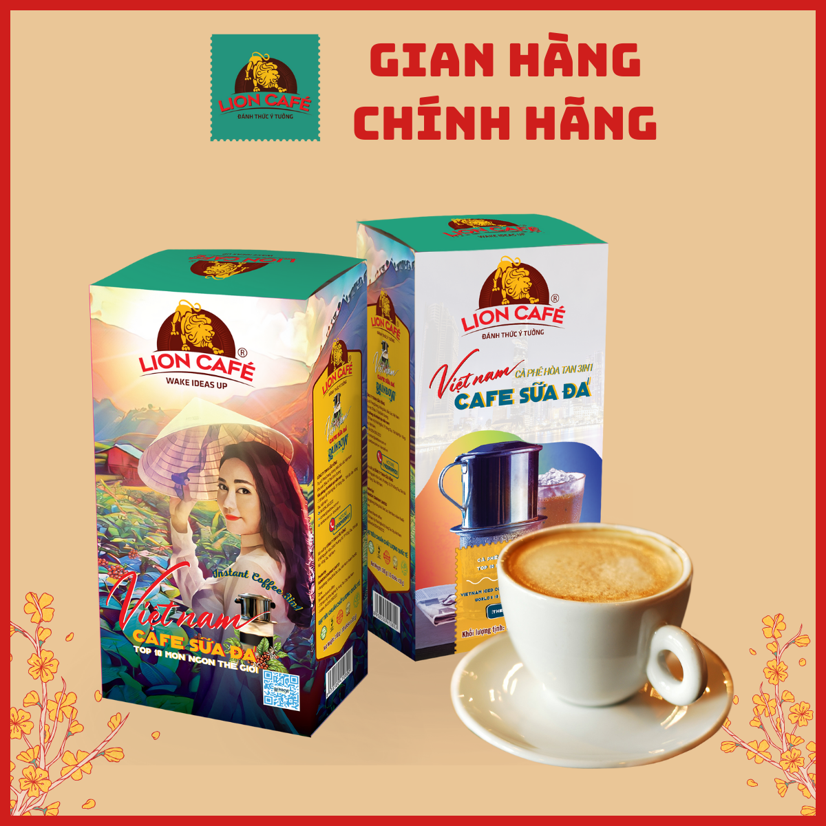 Cà phê gu sữa đá hòa tan 3in1 - lion cafe 180gr