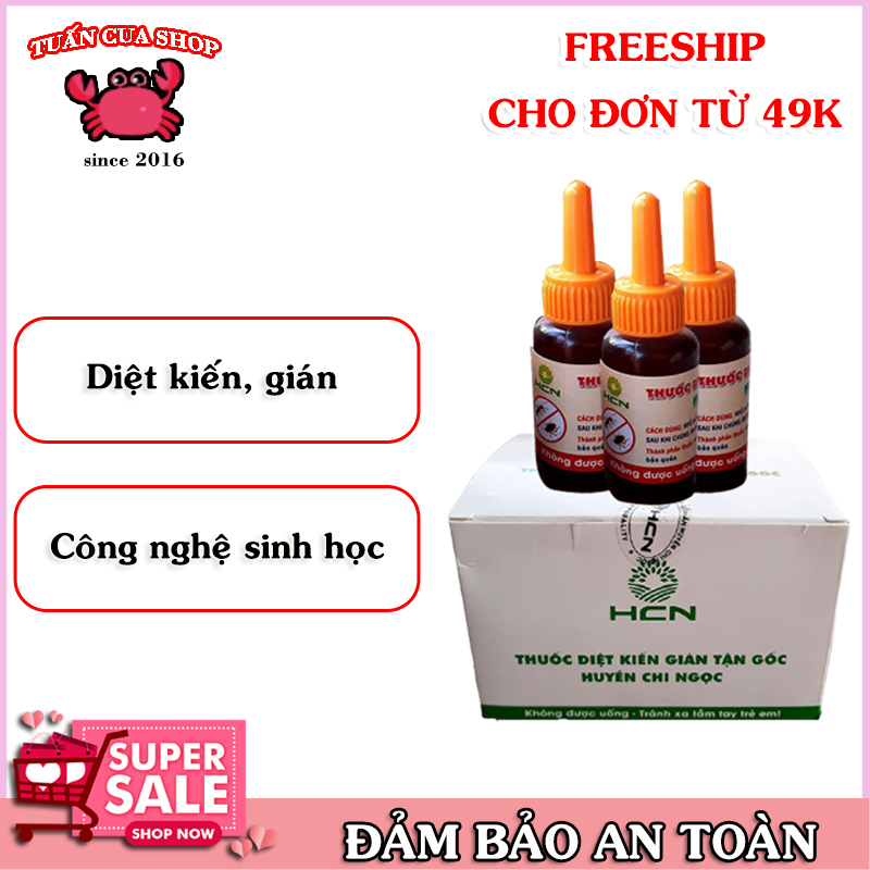 Set 2 lọ Thuốc diệt kiến gián sinh học HCN, Lọ thuốc diệt kiến gián sinh học an toàn, không độc hại, chia 10ml (TDK10) tuancua