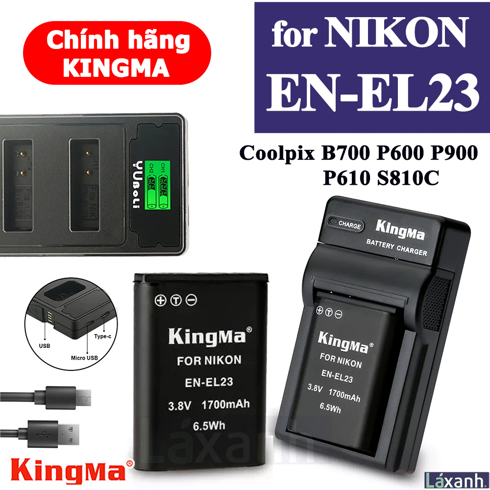 Nikon en-el23 | pin và sạc máy ảnh kingma nikon el23 nikon coolpix b700 p600 p610 p900 s810 nikon mh-67 mh-67p