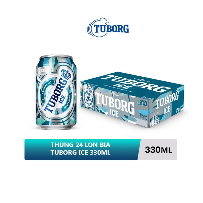 Nồng độ cồn 4.3% - Combo 2 Thùng 24 lon bia Tuborg Ice 330ml