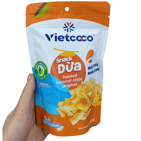 Snack dừa sấy giòn vietcoco túi 45g