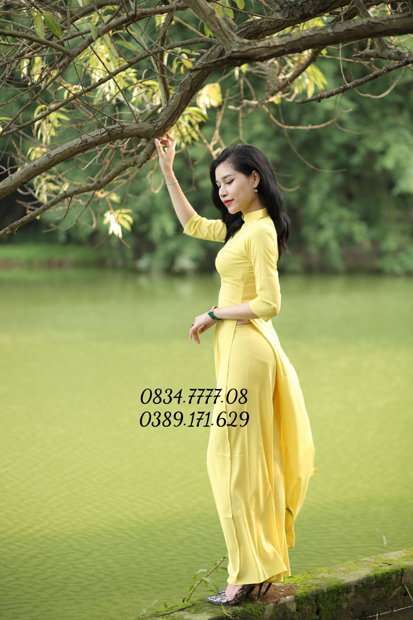 Áo Dài Trơn Vàng Cốm Lụa Nhật- Áo Dài Truyền Thống Thướt Tha