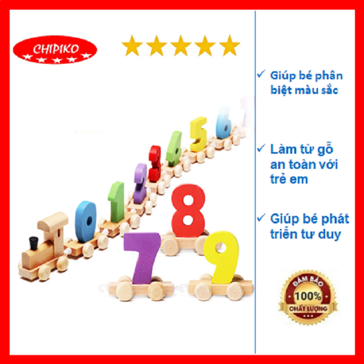 Đồ chơi thông minh đoàn tàu chở số - 10 chữ số bằng gỗ đẹp cho bé