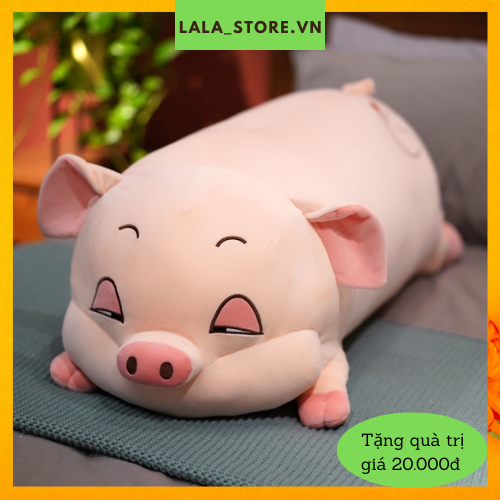 Gấu bông,Gối ôm hình thú con heo béo mắt hí cute thú nhồi bông con lợn ngủ béo ú kích thước 45cm,55cm,90cm