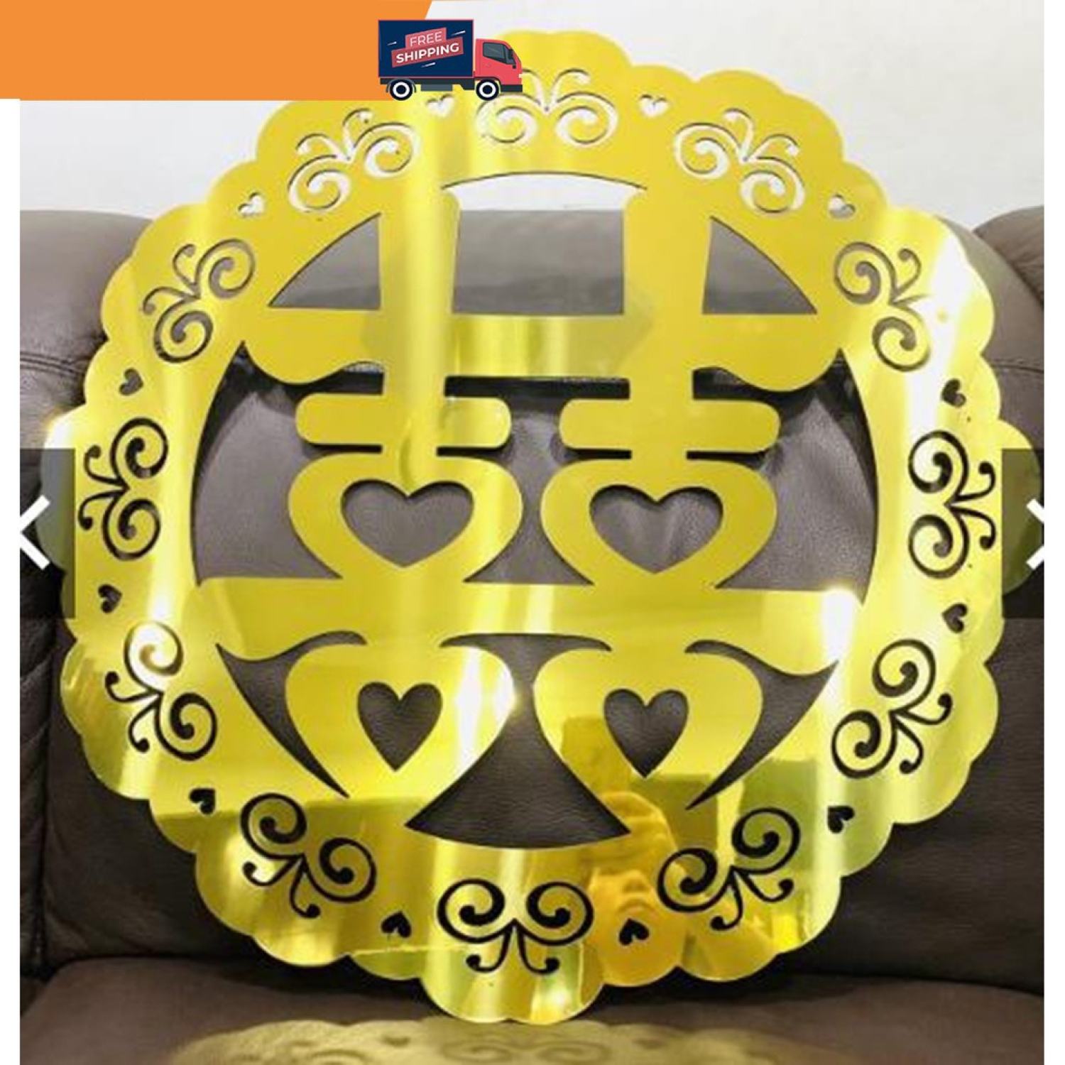 Chữ Song Hỷ 60cm Alu Gương Vàng Trang trí đám cưới