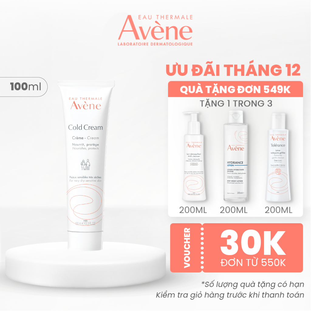 Kem dưỡng ẩm chuyên biệt Eau Thermale Avène COLD CREAM giúp giảm khô da dành cho da rất khô và da nhạy cảm 100ml