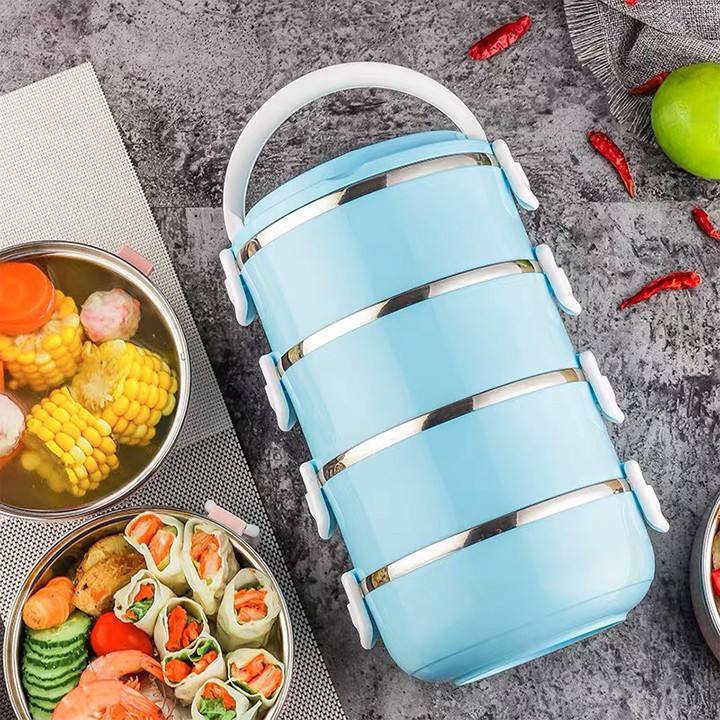 [HCM][HỘP CƠM ĐA NĂNG-] - HỘP ĐỰNG CƠM( CÀ MEN) 4 TẦNG INOX BẰNG LÚA MẠCH - HỘP CƠM TIỆN DỤNG ĐỰNG ĐƯỢC NHIỀU MÓN - HỘP 2 LỚP GIỮ NHIỆT LÂU - CÓ QUAI XÁCH DỄ CẦM NẮM - MÀU SẮC DỄ THƯƠNG