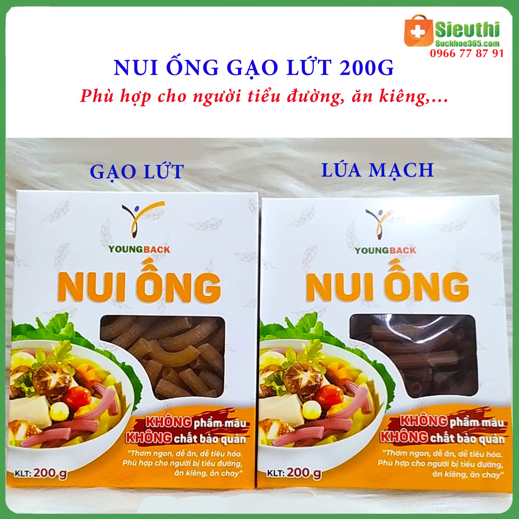Nui ống lúa mạch nguyên cám hộp 200g nui lúa mạch ăn kiêng ăn chay tiểu đường Siêu Thị Sức Khoẻ 365