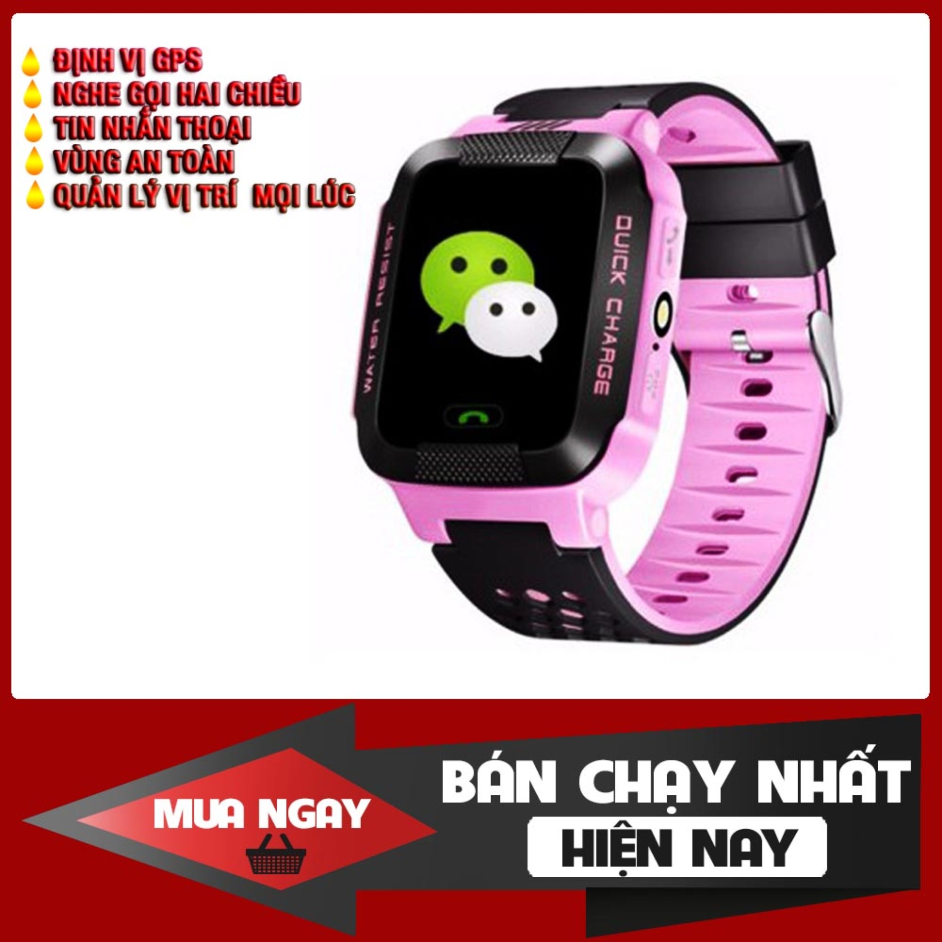 Đồng hồ định vị trẻ em GPS Tracker Y21G mới nhất (Hồng)