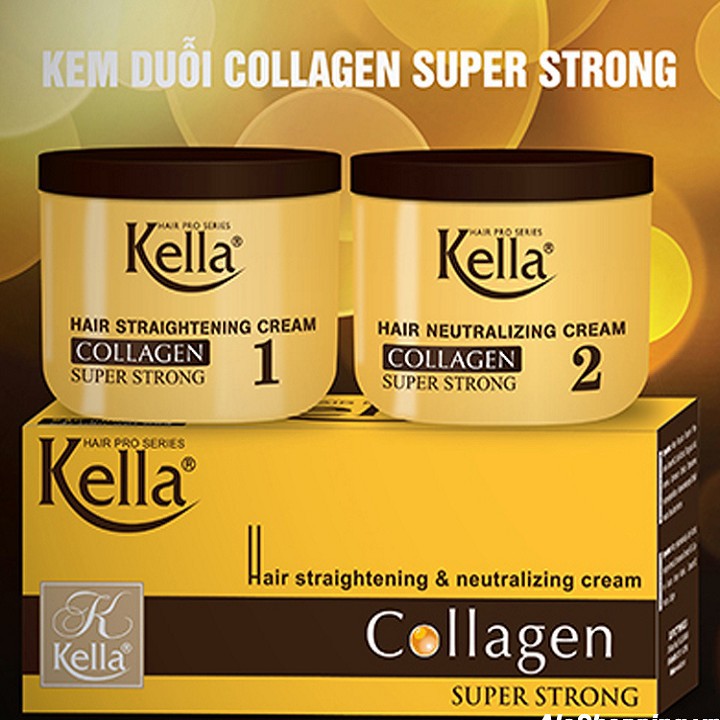 KEM DUỖI TÓC, ÉP TÓC KELLA COLLAGEN SUPER STRONG MÀU VÀNG