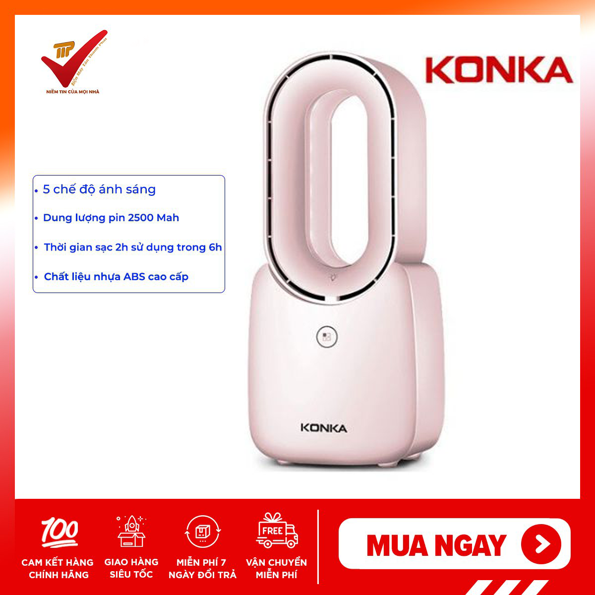 Quạt USB không cánh loại lớn KONKA KF-UW1, quạt tích điện siêu mát an toàn tiện lợi, sản phẩm tốt, chất lượng cao, cam kết như hình