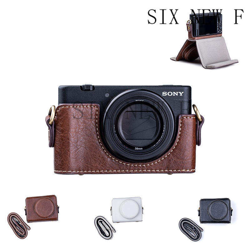 Zv1 bao da pu nửa túi dây đeo vai cho máy ảnh sony zv-1 mới túi đựng máy ảnh dslr