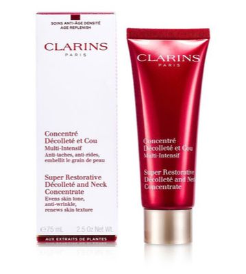 Kem siêu dưỡng vùng cổ Clarins Super Restorative Anti Age Spot Decollete And Neck Concentrate 75ml của Pháp