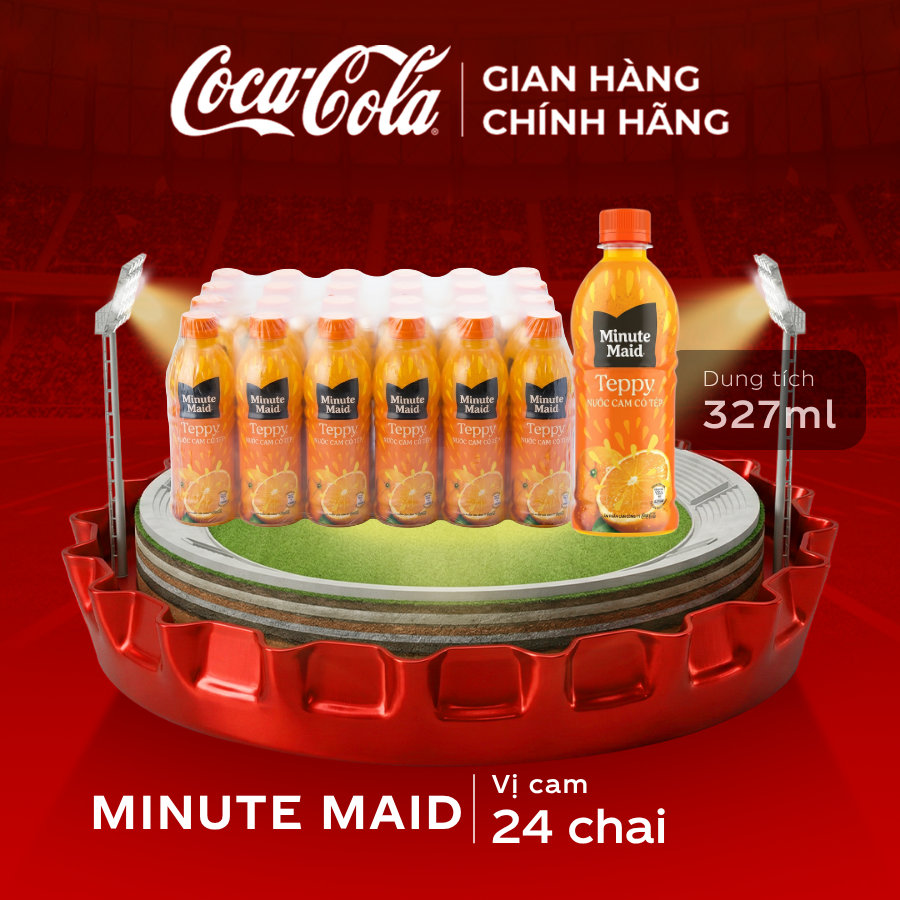 [SIÊU SALE ] Thùng/Lốc 24 Chai Thực phẩm bổ sung Minute Maid Teppy Nước cam có tép 327ml/Chai Sale 5.5 Coca-Cola Chính Hãng_LD
