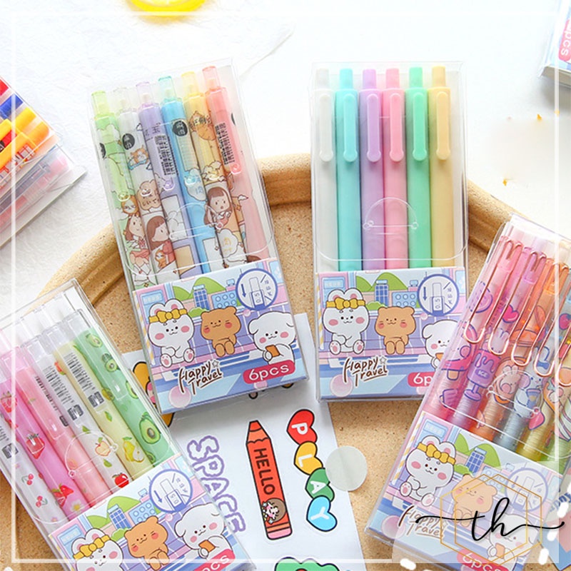 Túi đựng bút cute trong suốt TEHI 6 bút 1 ngăn