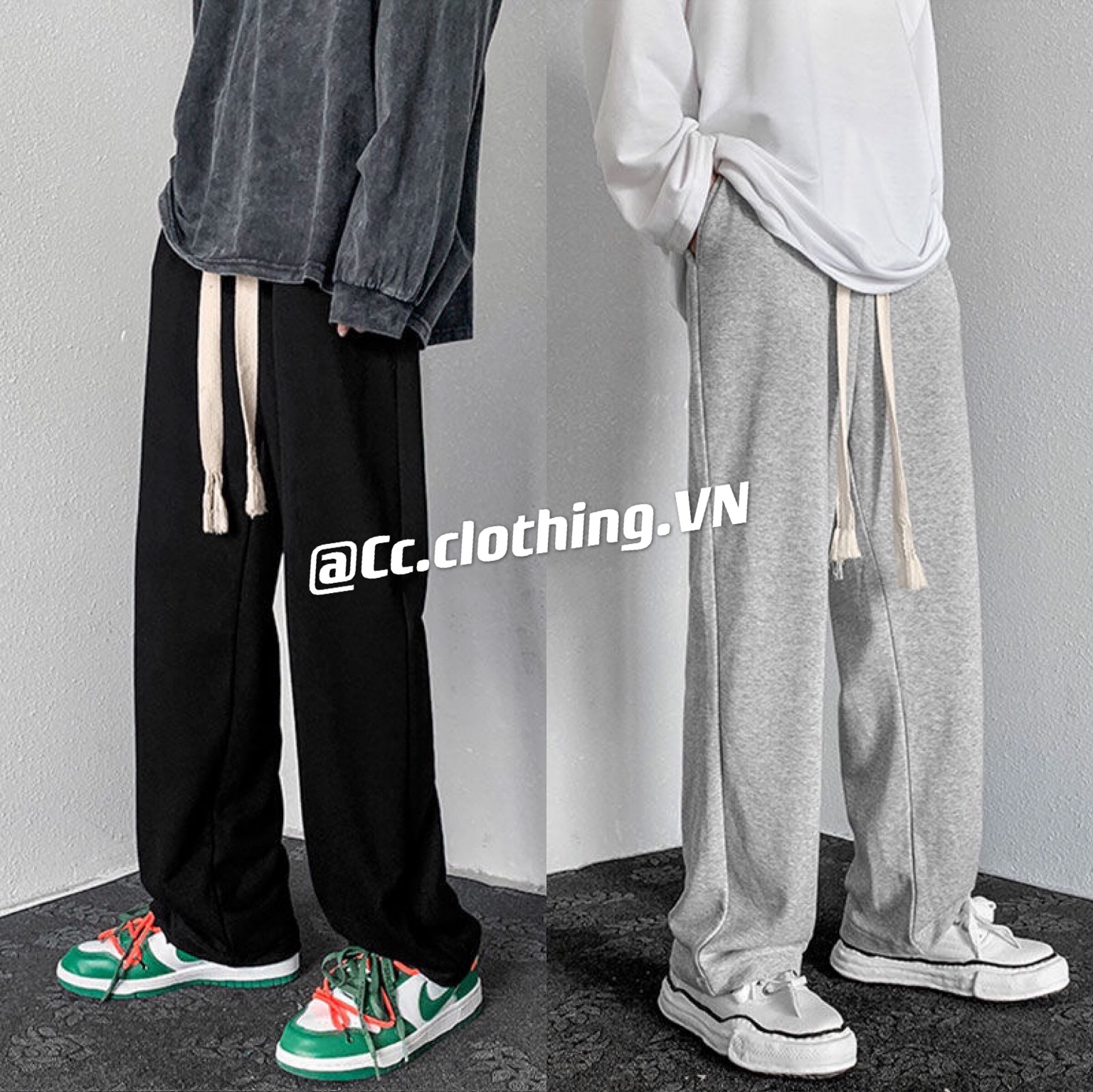Quần ống rộng nỉ suông nam nữ Basic Track Pants