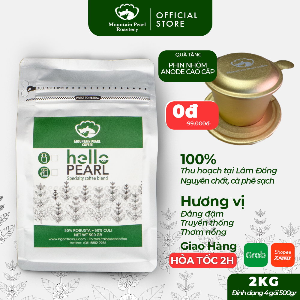 2kg Cà phê HELLO Đặc Biệt hạt,bột, 100% cafe nguyên chất, pha phin máy,ngon rẻ từ Mountain Pearl Roastery
