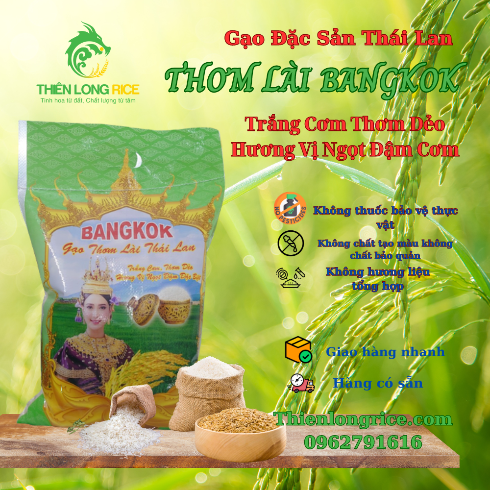 Gạo Thơm Lài BangKok Đặc Sản Thái Lan Bao 5 Kg Hàng Loại 1